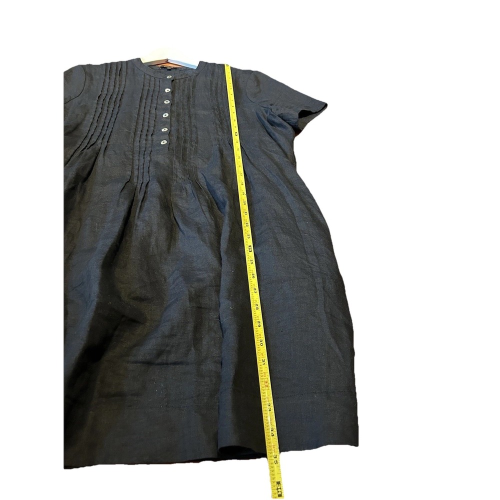 Quince Women 100% European Linen Short Sleeve Swing Dress Black Size Large - Picture 7 of 9
